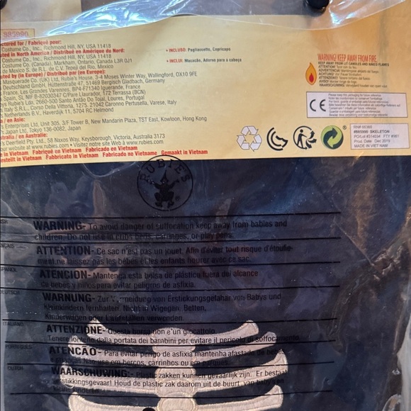 Halloween Rubie's EZ-On Skeleton Costume for Kids - Black and White - Picture 9 of 9